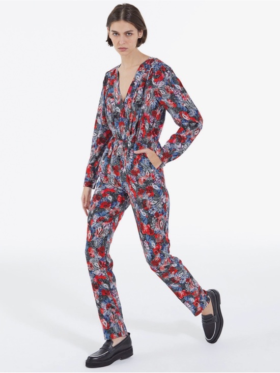 The Kooples Pants - The Kooples Red and Blue Floral Wrap Jumpsuit size 1